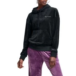 Women's Champion Velour Hoodie Black -Champion Sales unnamed file 1043