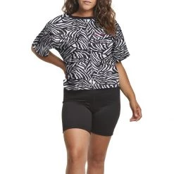 Women's Champion Abstract Zebra Striped Cropped Shirt Black -Champion Sales unnamed file 1055