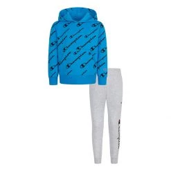 Toddler Boys' Champion All Over Print Script Hoodie And Joggers Set Blue Oxford