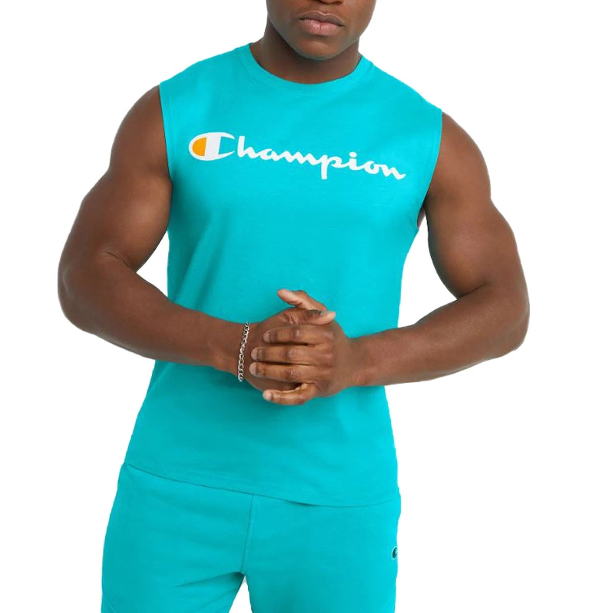 Men's Champion Classic Graphic Cut Off Muscle Tank Top Orange Capri 6 Men's Champion Classic Graphic Cut Off Muscle Tank Top Orange Capri - Image 4