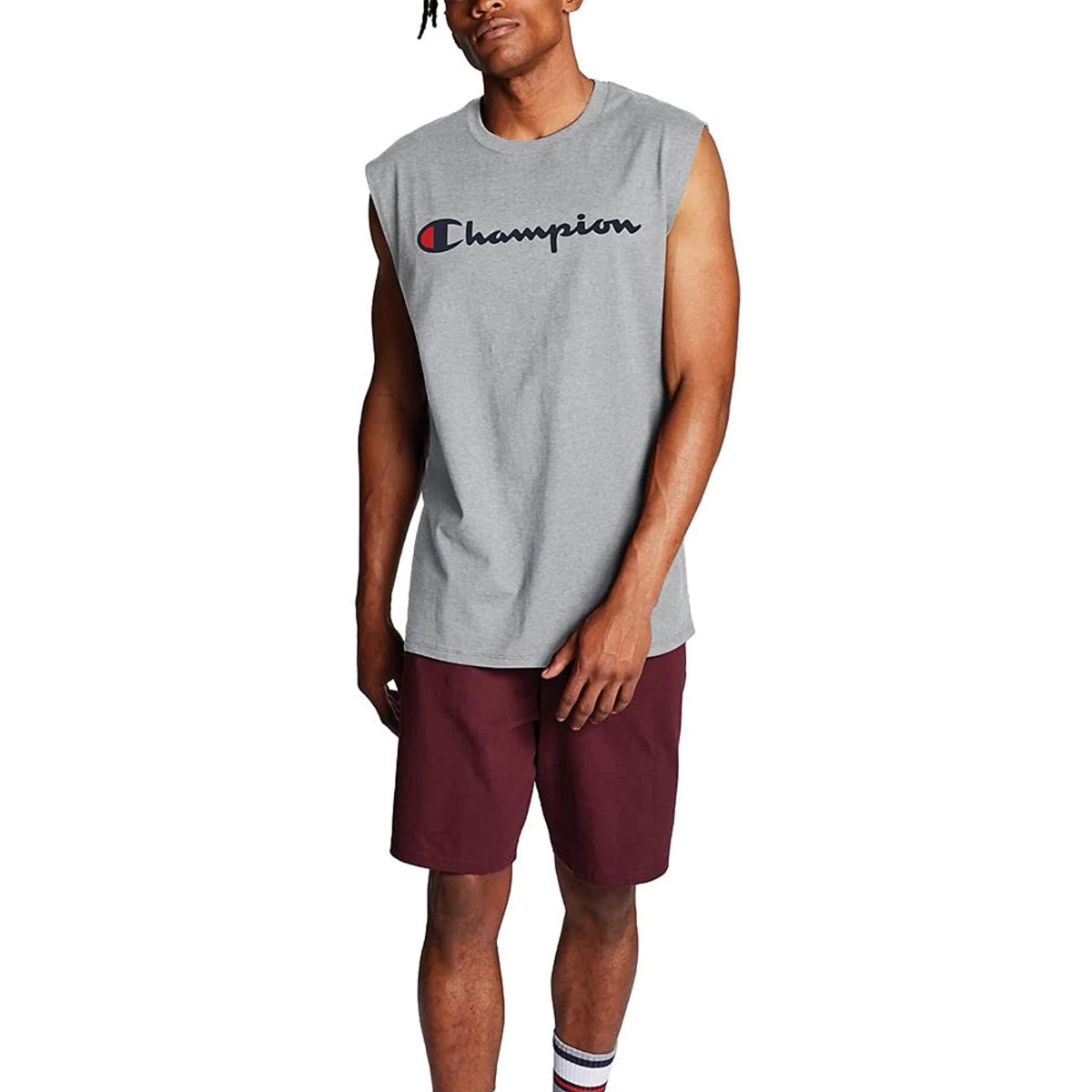 Men's Champion Classic Graphic Cut Off Muscle Tank Top Orange Capri 7 Men's Champion Classic Graphic Cut Off Muscle Tank Top Orange Capri - Image 5