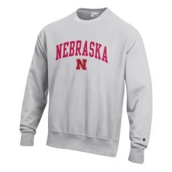 Adult Champion Nebraska Cornhuskers Weave Crew Sweatshirt Grey