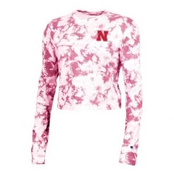 Champion Women's Nebraska Cornhuskers Crush Dye Long Sleeve Shirt Pink