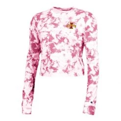 Champion Women's Iowa State Cyclones Crush Dye Long Sleeve Shirt Pink