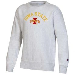Champion Kids' Iowa State Cyclones Reverse Weave Crewneck Sweatshirt Grey Heather