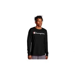 Men's Champion Classic Script Logo Long Sleeve T-Shirt Graphite