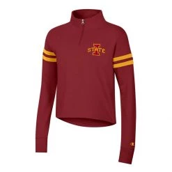 Champion Women's Iowa State Cyclones Super Fan 1/4 Zip Top Cardinal/gold