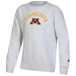 Champion Kids' Minnesota Golden Gophers Reverse Weave Crewneck Sweatshirt Grey Heather