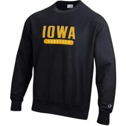 Champion Iowa Hawkeyes Reverse Weave Crewneck Sweatshirt Black