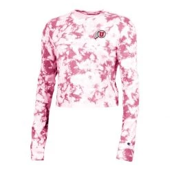 Champion Women's Utah Utes Crush Dye Long Sleeve Shirt Pink