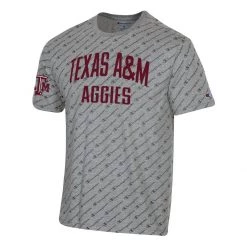 Champion Texas A&M Aggies AOP Super Fan T-Shirt Grey