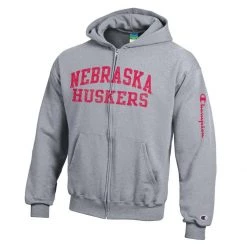 Champion Kids' Nebraska Cornhuskers Power Full Zip Hoodie Grey Heather