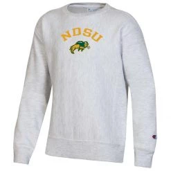 Champion Kids' North Dakota State Bison Reverse Weave Crewneck Sweatshirt Grey Heather