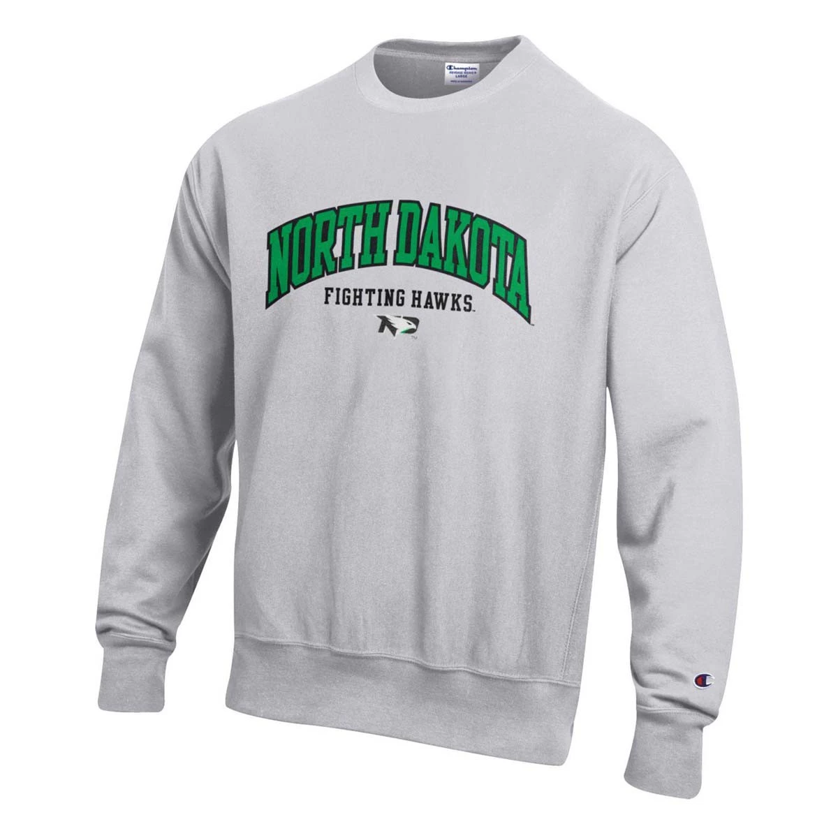 Champion North Dakota Fighting Hawks Reverse Weave 2022 Crewneck Sweatshirt Silver 5 Champion North Dakota Fighting Hawks Reverse Weave 2022 Crewneck Sweatshirt Silver - Image 3