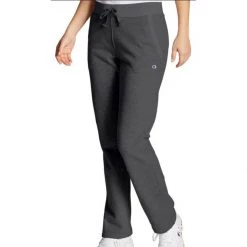 Women's Champion Powerblend Open Bottom Fleece Sweatpants Black