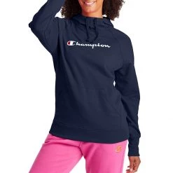 Women's Champion Powerblend Script Graphic Hoodie Venture Pink -Champion Sales unnamed file 261