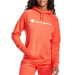 Women's Champion Powerblend Script Graphic Hoodie Venture Pink -Champion Sales unnamed file 263