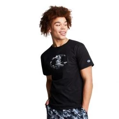 Men's Champion Wave Logo Classic Graphic T-Shirt Royal/yellow