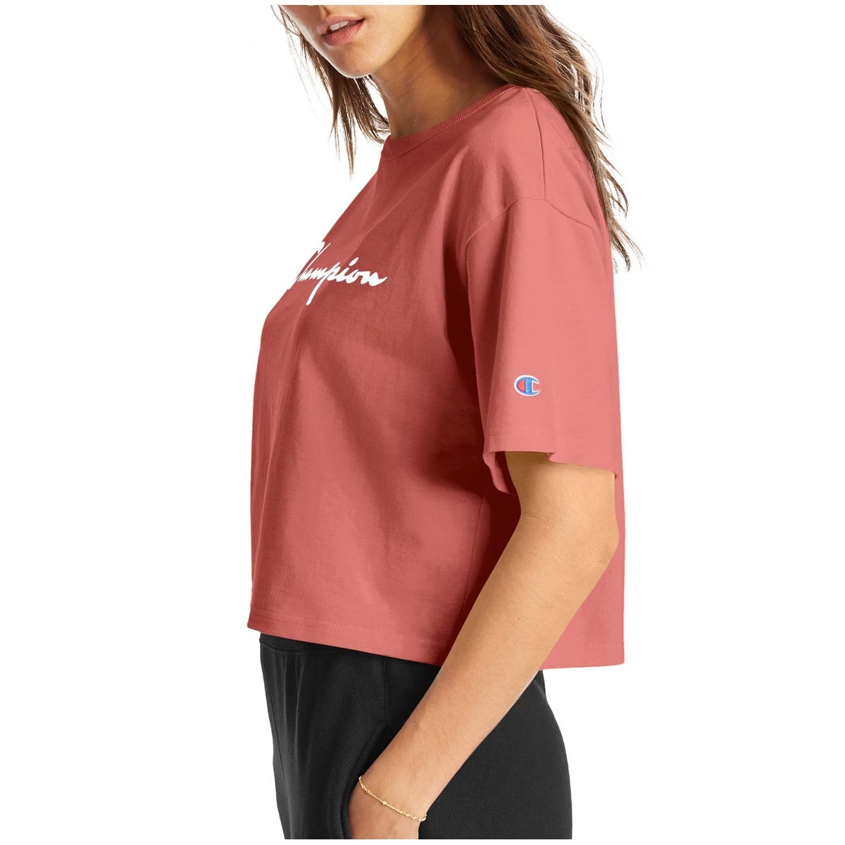 Women's Champion Graphic Logo Cropped Heritage Crop Top Sandalwood Red 4 Women's Champion Graphic Logo Cropped Heritage Crop Top Sandalwood Red - Image 2