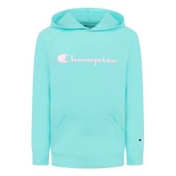 Girls' Champion Classic Script French Terry Hoodie White