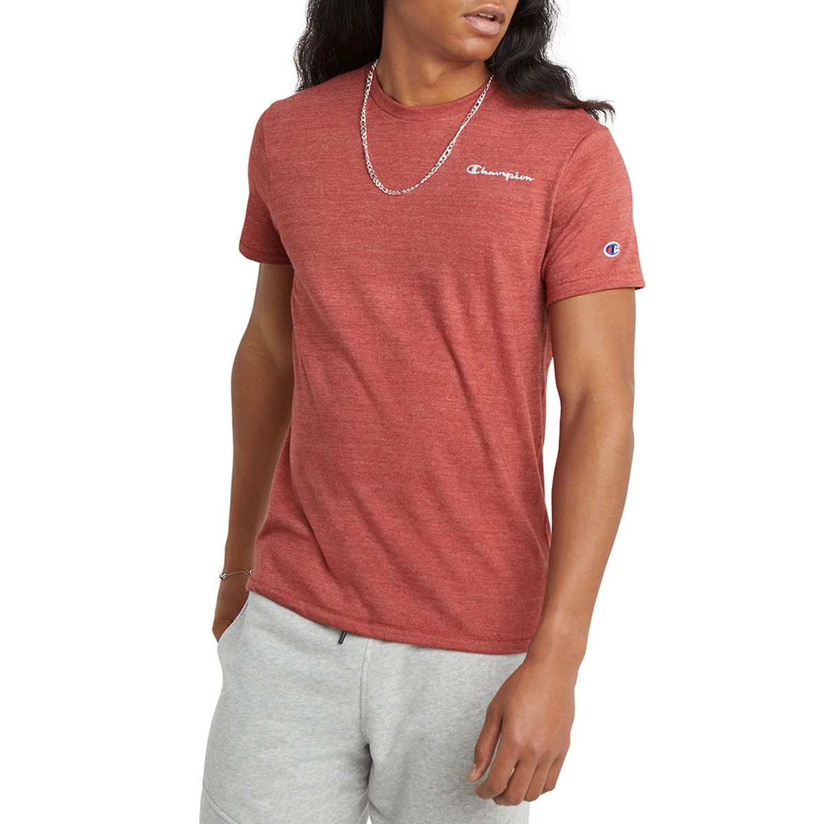 Men's Champion Embroidered Script Powerblend T-Shirt Royal Heather 8 Men's Champion Embroidered Script Powerblend T-Shirt Royal Heather - Image 6