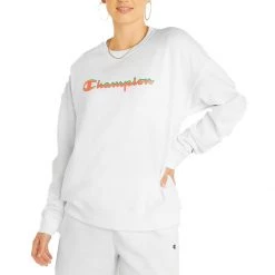 Women's Champion Powerblend Relaxed Double Shadow Script Graphic Crew Sweet Green -Champion Sales unnamed file 383