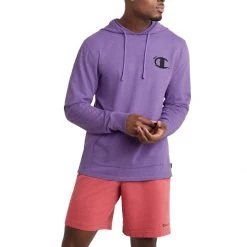 Men's Champion Middleweight Overdye T-Shirt Hoodie Electric Cyan Vintage Heat