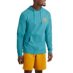 Men's Champion Middleweight Overdye T-Shirt Hoodie Electric Cyan Vintage Heat -Champion Sales unnamed file 399
