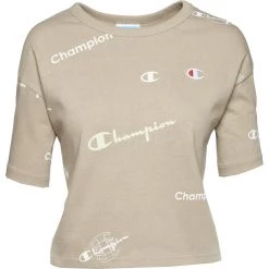 Women's Champion Small Graphic Logo Cropped Heritage Crop Top Buttered Popcorn