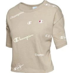 Women's Champion Small Graphic Logo Cropped Heritage Crop Top Buttered Popcorn -Champion Sales unnamed file 453