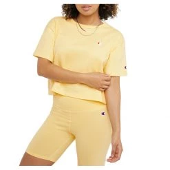 Women's Champion Small Graphic Logo Cropped Heritage Crop Top Buttered Popcorn -Champion Sales unnamed file 456