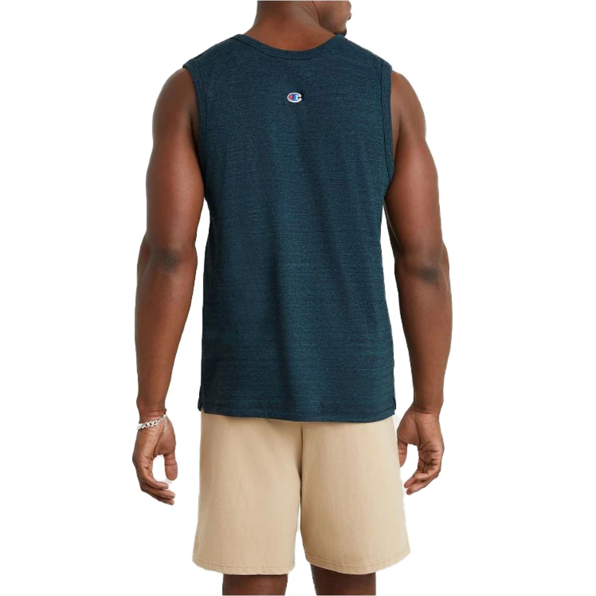 Men's Champion Waves Script Logo Classic Graphic Powerblend Tank Top Black/ Electric Cyan 4 Men's Champion Waves Script Logo Classic Graphic Powerblend Tank Top Black/ Electric Cyan - Image 2