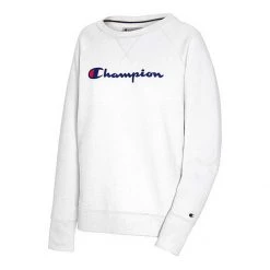 Women's Champion Powerblend Boyfriend GFX Crew Sweatshirt White