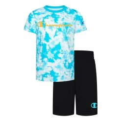 Boys' Champion Crush Dye T-Shirt And Shorts Set Blue