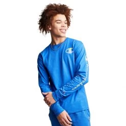 Men's Champion Classic Wave Logo Long Sleeve T-Shirt Bright Royal -Champion Sales unnamed file 567