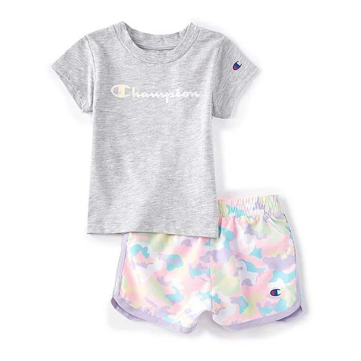 Girls' Champion Camo T-Shirt And Shorts Set Oxford Heather 4 Girls' Champion Camo T-Shirt And Shorts Set Oxford Heather - Image 2