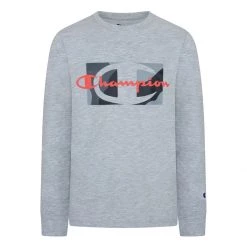 Boys' Champion Long Sleeve Script Over Camo T-Shirt Oxford Heather