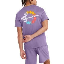 Men's Champion Script Circle Graphic Classic T-Shirt Purple -Champion Sales unnamed file 603