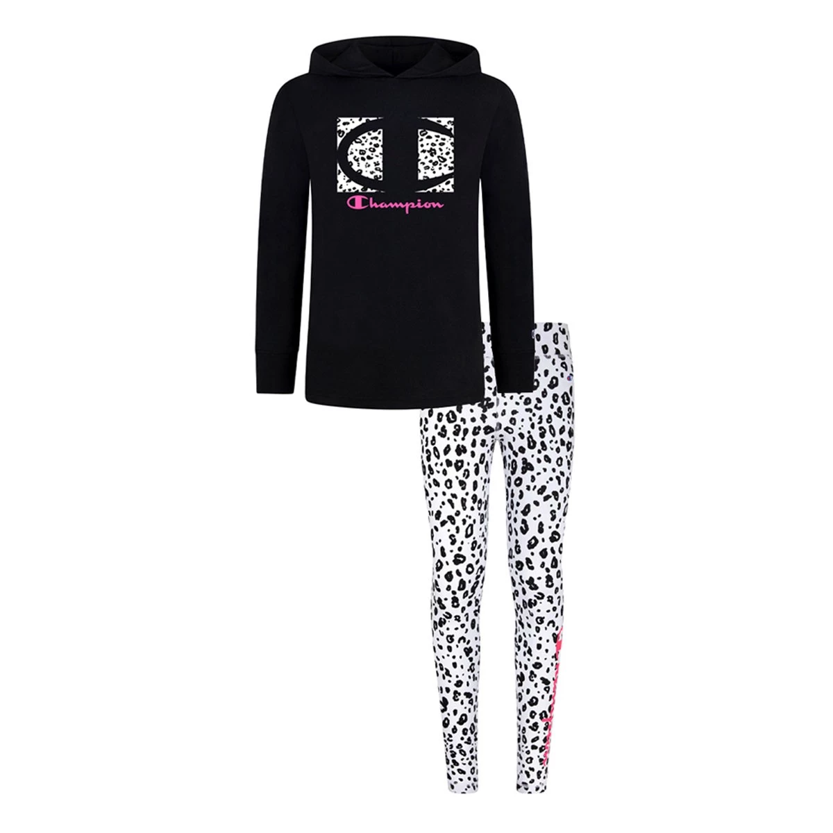 Toddler Girls' Champion Leopard Hoodie And Leggings Set Black 4 Toddler Girls' Champion Leopard Hoodie And Leggings Set Black - Image 2