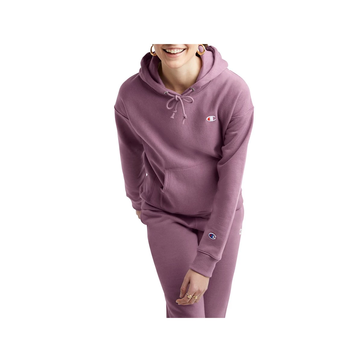 Women's Champion Reverse Weave Small Graphic Hoodie Urban Lilac 6 Women's Champion Reverse Weave Small Graphic Hoodie Urban Lilac - Image 4