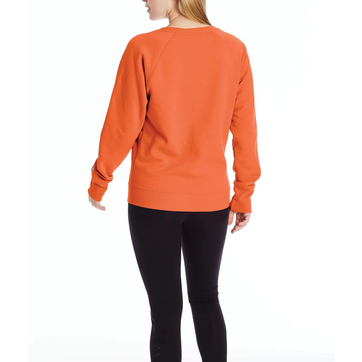 Women's Champion Powerblend Boyfriend Crewneck Sweatshirt Poppy Orange 4 Women's Champion Powerblend Boyfriend Crewneck Sweatshirt Poppy Orange - Image 2