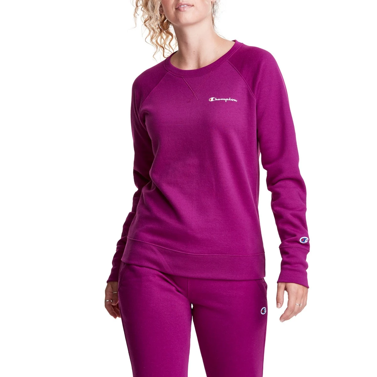 Women's Champion Powerblend Boyfriend Crewneck Sweatshirt Poppy Orange 6 Women's Champion Powerblend Boyfriend Crewneck Sweatshirt Poppy Orange - Image 4