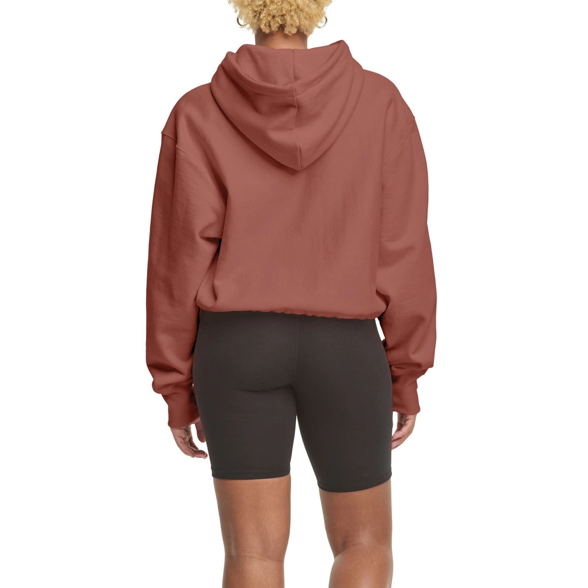 Women's Champion Small Graphic Reverse Weave Cinch Bottom Hoodie Sandalwood Red 4 Women's Champion Small Graphic Reverse Weave Cinch Bottom Hoodie Sandalwood Red - Image 2
