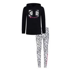 Girls' Champion Leopard Hoodie And Leggings Set Black -Champion Sales unnamed file 738