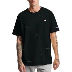 Men's Champion Heritage All Over Print Short Sleeve Tee Spread Script Blue Jay