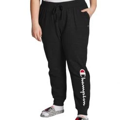 Women's Champion Plus Powerblend Vertical Graphic Joggers Black