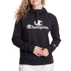 Women's Champion Powerblend Drop Shadow Graphic Classic Fleece Hoodie Black -Champion Sales unnamed file 788