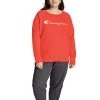 Women's Champion Plus Powerblend Fleece Script Logo Crewneck Sweatshirt Poppy Orange