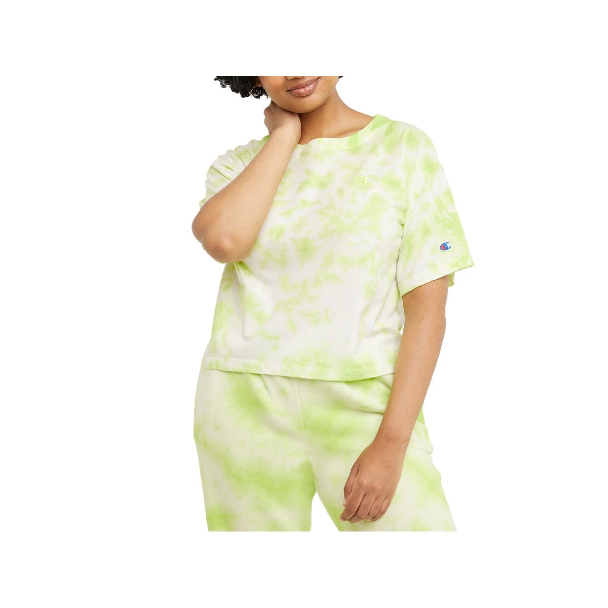 Women's Champion Space Dye Cropped T-Shirt Crush Dye Pinky Peach 3 Women's Champion Space Dye Cropped T-Shirt Crush Dye Pinky Peach