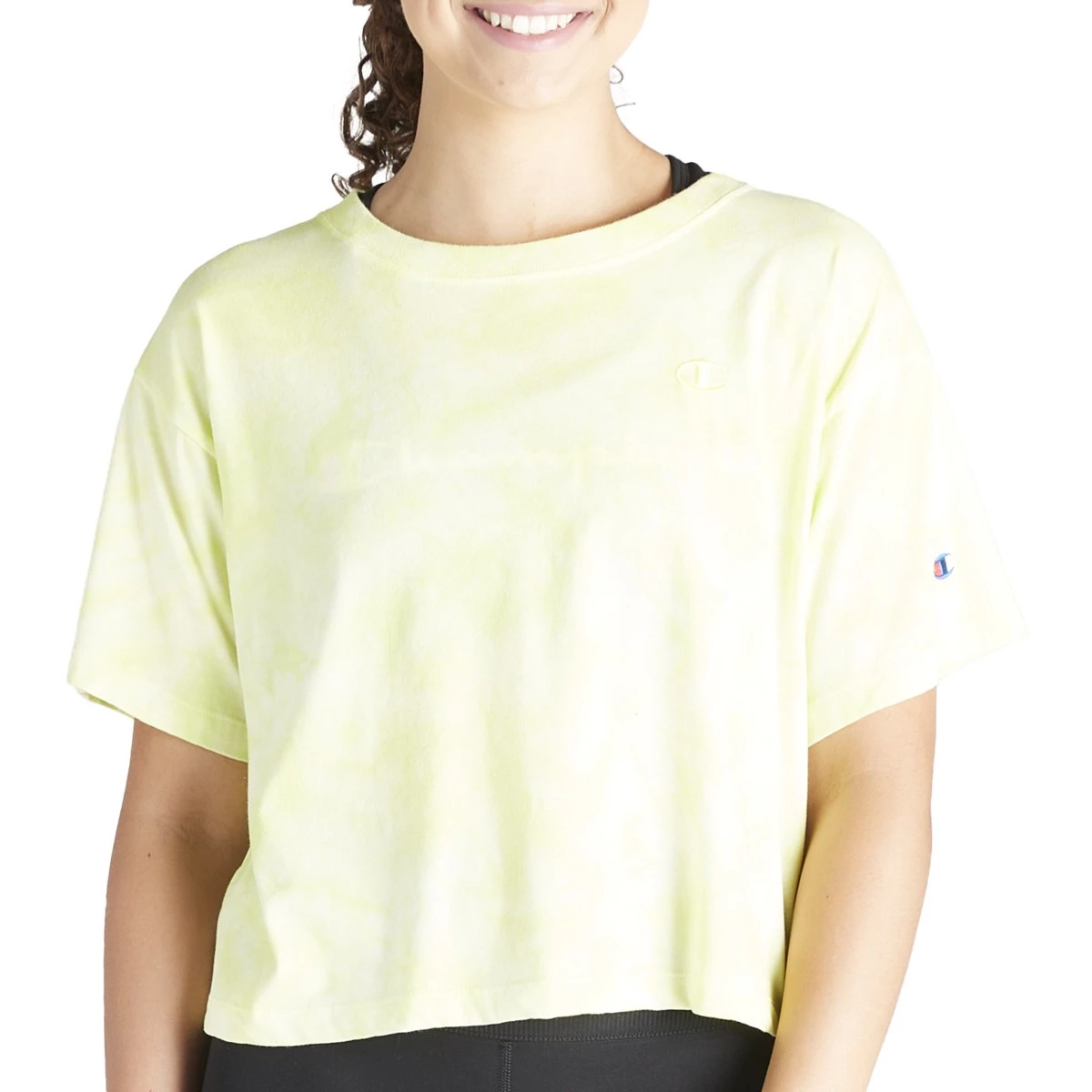 Women's Champion Space Dye Cropped T-Shirt Crush Dye Pinky Peach 4 Women's Champion Space Dye Cropped T-Shirt Crush Dye Pinky Peach - Image 2